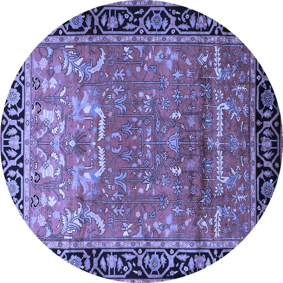 Ahgly Company Indoor Round Persian Blue Traditional Area Rugs, 4' Round