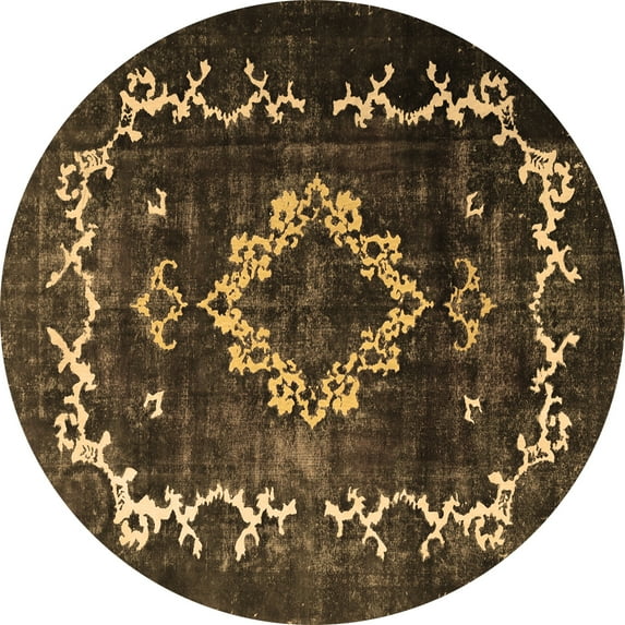 Ahgly Company Indoor Round Persian Brown Bohemian Area Rugs, 7' Round