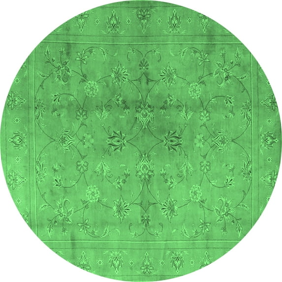 Ahgly Company Indoor Round Persian Emerald Green Traditional Area Rugs, 3' Round