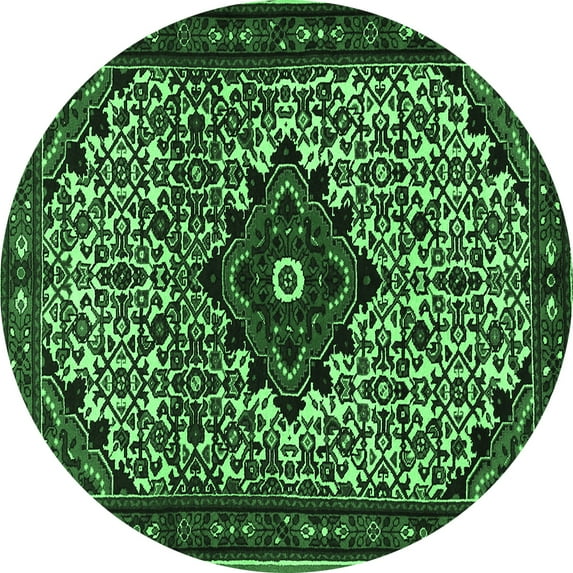 Ahgly Company Indoor Round Persian Emerald Green Traditional Area Rugs, 3' Round