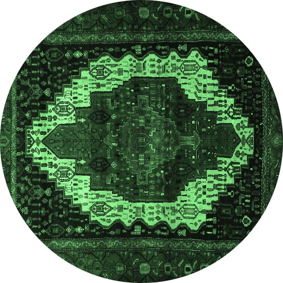 Ahgly Company Indoor Round Persian Emerald Green Traditional Area Rugs, 3' Round