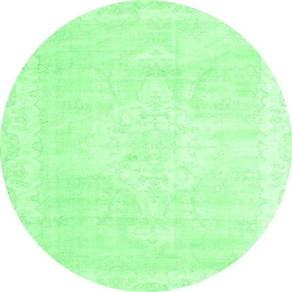 Ahgly Company Indoor Round Persian Emerald Green Traditional Area Rugs, 4' Round