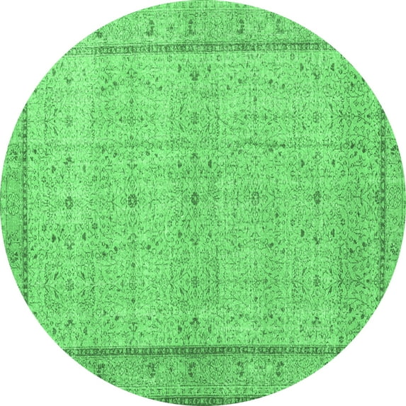 Ahgly Company Indoor Round Persian Emerald Green Traditional Area Rugs, 4' Round