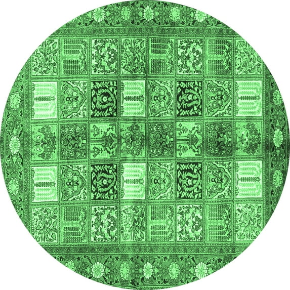 Ahgly Company Indoor Round Persian Emerald Green Traditional Area Rugs, 4' Round