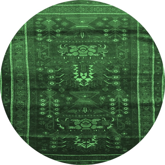 Ahgly Company Indoor Round Persian Emerald Green Traditional Area Rugs, 4' Round
