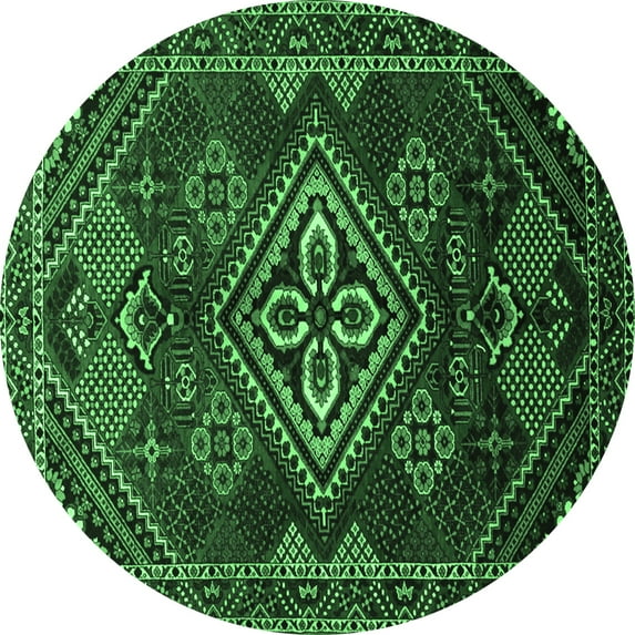 Ahgly Company Indoor Round Persian Emerald Green Traditional Area Rugs, 6' Round