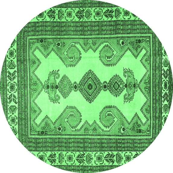 Ahgly Company Indoor Round Persian Emerald Green Traditional Area Rugs, 6' Round