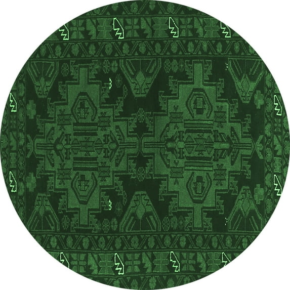 Ahgly Company Indoor Round Persian Emerald Green Traditional Area Rugs, 6' Round