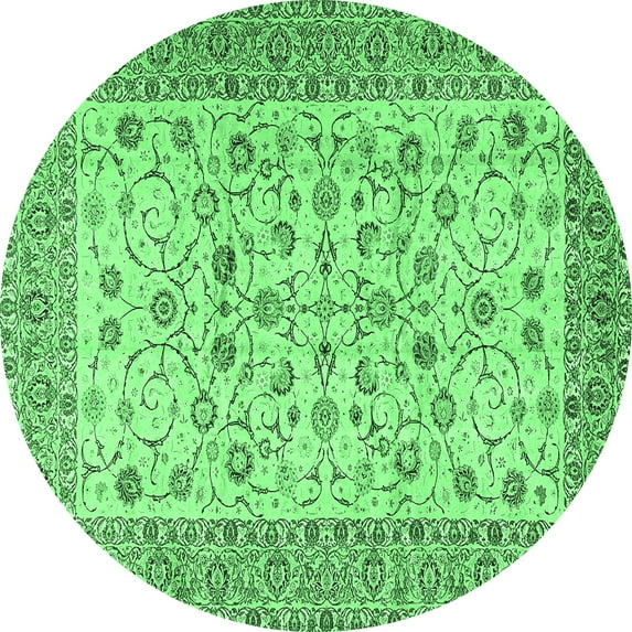 Ahgly Company Indoor Round Persian Emerald Green Traditional Area Rugs, 6' Round