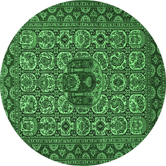 Ahgly Company Indoor Round Persian Emerald Green Traditional Area Rugs, 7' Round