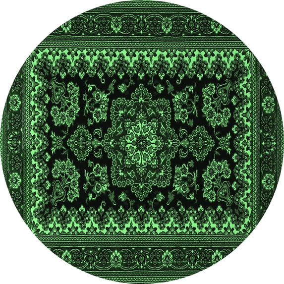 Ahgly Company Indoor Round Persian Emerald Green Traditional Area Rugs, 7' Round