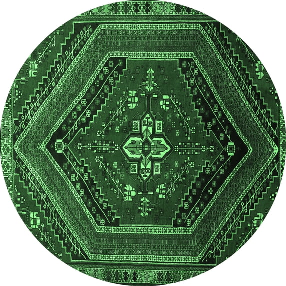 Ahgly Company Indoor Round Persian Emerald Green Traditional Area Rugs, 8' Round