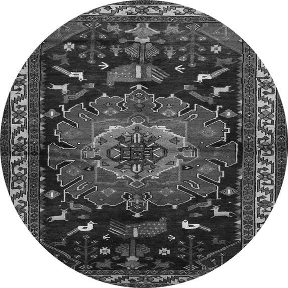 Ahgly Company Indoor Round Persian Gray Traditional Area Rugs, 4' Round