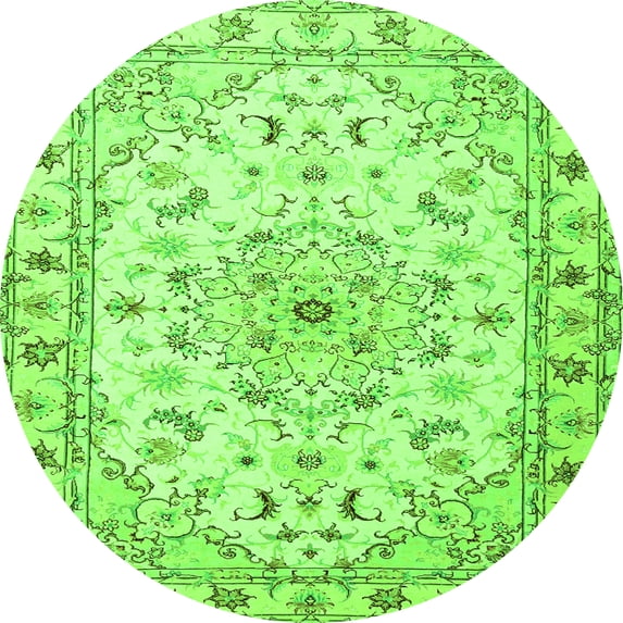 Ahgly Company Indoor Round Persian Green Traditional Area Rugs, 4' Round