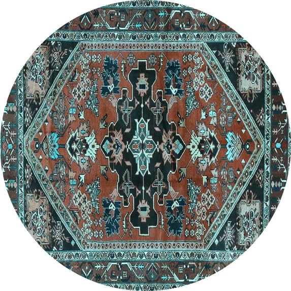 Ahgly Company Indoor Round Persian Light Blue Traditional Area Rugs, 3' Round