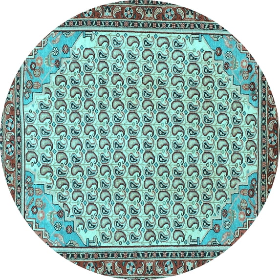 Ahgly Company Indoor Round Persian Light Blue Traditional Area Rugs, 4' Round