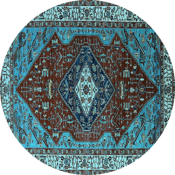 Ahgly Company Indoor Round Persian Light Blue Traditional Area Rugs, 6' Round