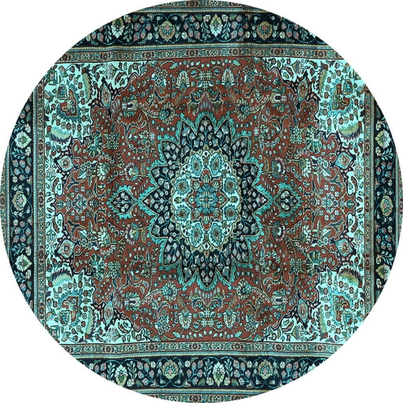 Ahgly Company Indoor Round Persian Light Blue Traditional Area Rugs, 6' Round