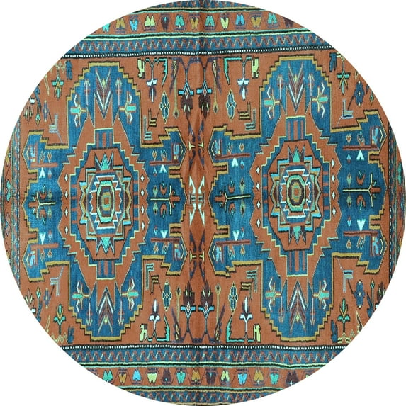 Ahgly Company Indoor Round Persian Light Blue Traditional Area Rugs, 6' Round