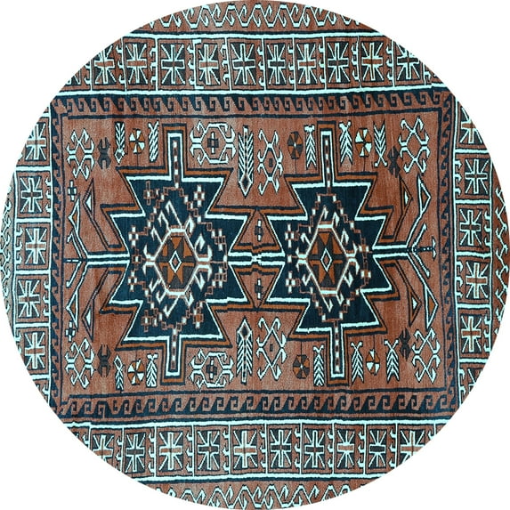 Ahgly Company Indoor Round Persian Light Blue Traditional Area Rugs, 7' Round