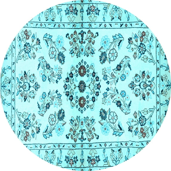 Ahgly Company Indoor Round Persian Light Blue Traditional Area Rugs, 7' Round