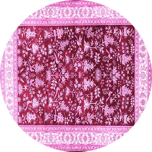 Ahgly Company Indoor Round Persian Pink Traditional Area Rugs, 3' Round