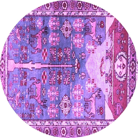 Ahgly Company Indoor Round Persian Purple Traditional Area Rugs, 5' Round