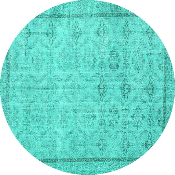 Ahgly Company Indoor Round Persian Turquoise Blue Traditional Area Rugs, 3' Round