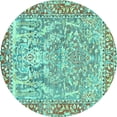 thumbnail image 1 of Ahgly Company Indoor Round Persian Turquoise Blue Traditional Area Rugs, 3' Round, 1 of 4