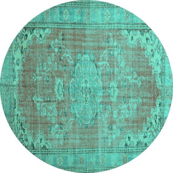 Ahgly Company Indoor Round Persian Turquoise Blue Traditional Area Rugs, 4' Round