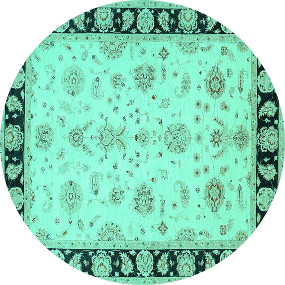 Ahgly Company Indoor Round Persian Turquoise Blue Traditional Area Rugs, 6' Round