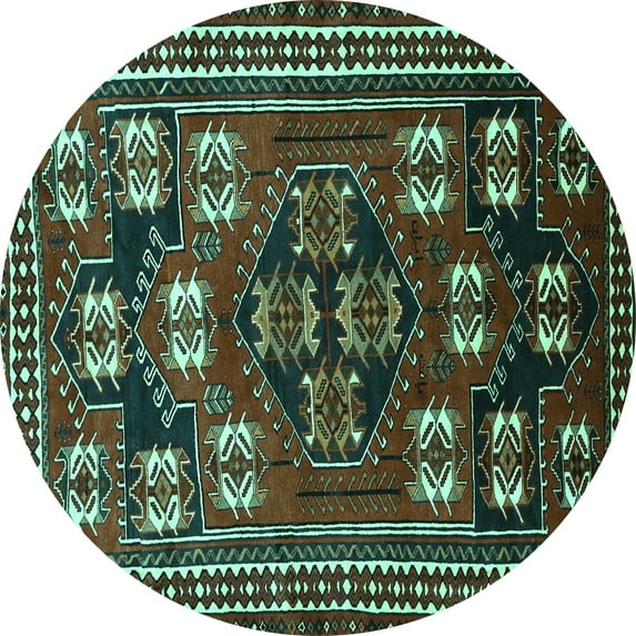 Ahgly Company Indoor Round Persian Turquoise Blue Traditional Area Rugs, 6' Round