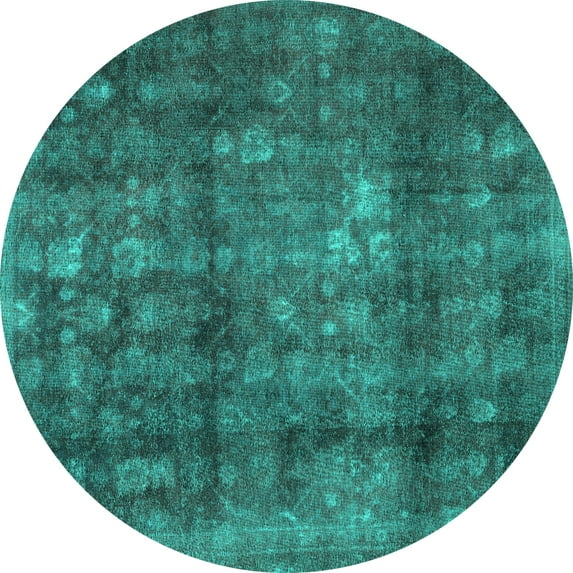 Ahgly Company Indoor Round Persian Turquoise Blue Traditional Area Rugs, 6' Round