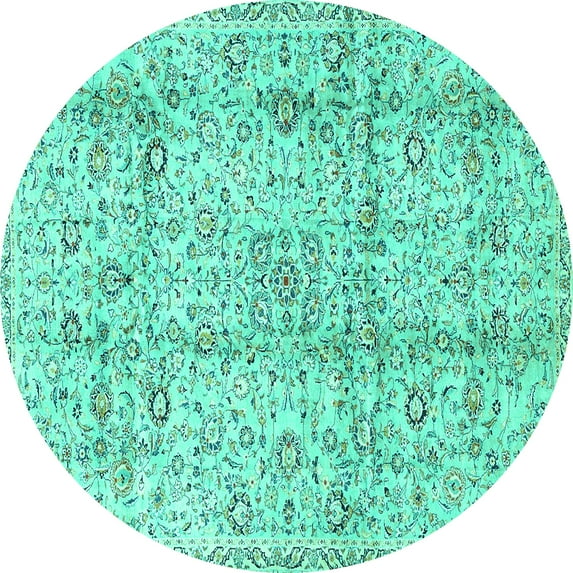 Ahgly Company Indoor Round Persian Turquoise Blue Traditional Area Rugs, 6' Round