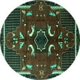 thumbnail image 1 of Ahgly Company Indoor Round Persian Turquoise Blue Traditional Area Rugs, 7' Round, 1 of 4