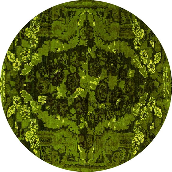 Ahgly Company Indoor Round Persian Yellow Bohemian Area Rugs, 3' Round