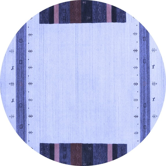 Ahgly Company Indoor Round Solid Blue Modern Area Rugs, 6' Round