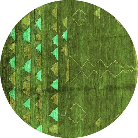 Ahgly Company Indoor Round Solid Green Modern Area Rugs, 4' Round