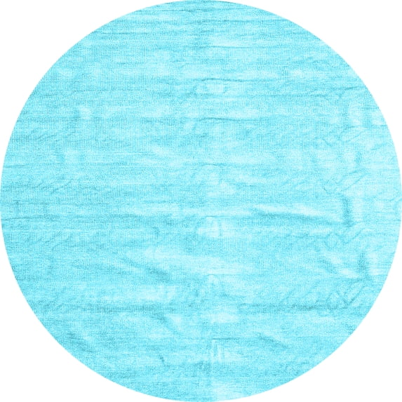 Ahgly Company Indoor Round Solid Light Blue Modern Area Rugs, 5' Round