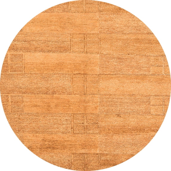 Ahgly Company Indoor Round Solid Orange Modern Area Rugs, 4' Round