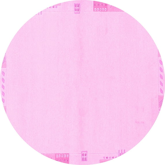 Ahgly Company Indoor Round Solid Pink Modern Area Rugs, 7' Round