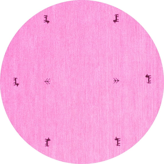 Ahgly Company Indoor Round Solid Pink Modern Area Rugs, 7' Round
