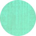 thumbnail image 1 of Ahgly Company Indoor Round Solid Turquoise Blue Modern Area Rugs, 4' Round, 1 of 4