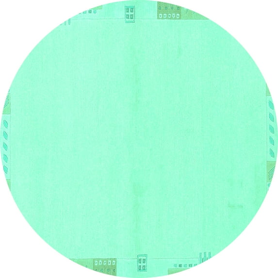 Ahgly Company Indoor Round Solid Turquoise Blue Modern Area Rugs, 4' Round