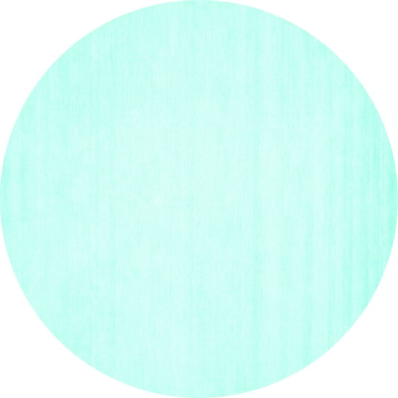 Ahgly Company Indoor Round Solid Turquoise Blue Modern Area Rugs, 5' Round