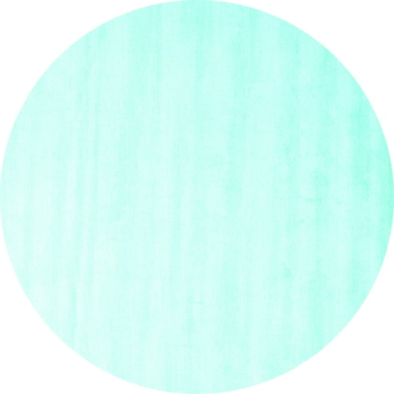 Ahgly Company Indoor Round Solid Turquoise Blue Modern Area Rugs, 5' Round