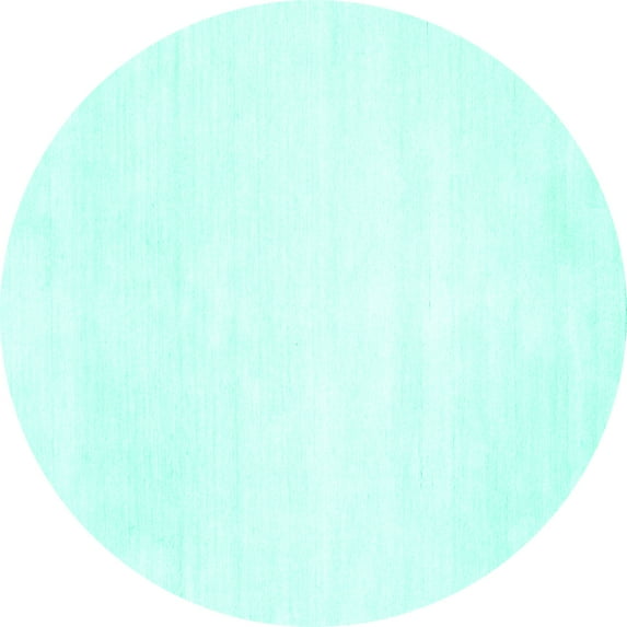 Ahgly Company Indoor Round Solid Turquoise Blue Modern Area Rugs, 6' Round