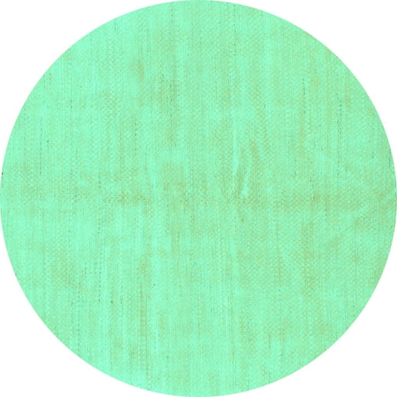 Ahgly Company Indoor Round Solid Turquoise Blue Modern Area Rugs, 7' Round