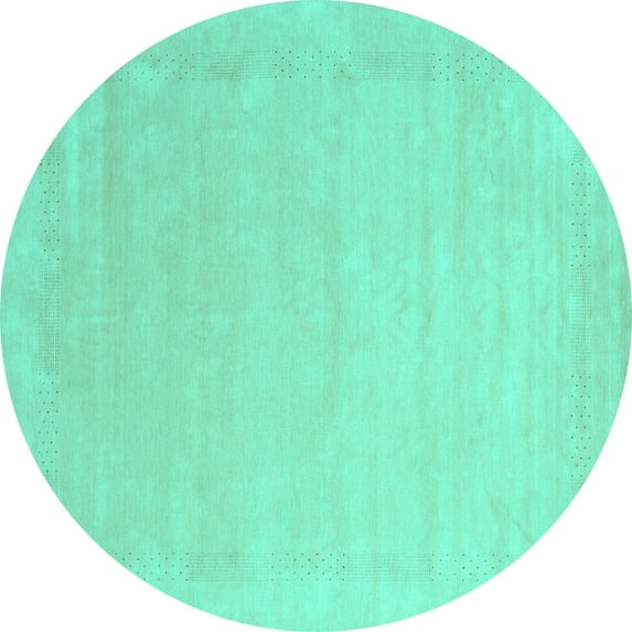 Ahgly Company Indoor Round Solid Turquoise Blue Modern Area Rugs, 8' Round