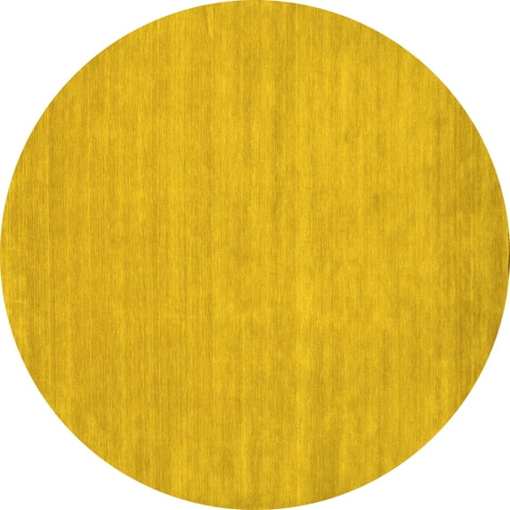 Ahgly Company Indoor Round Solid Yellow Modern Area Rugs, 4' Round